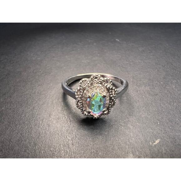 NEW Mercury Mystic topaz zircon celestial halo ring in sterling silver size 10 - Picture 7 of 16